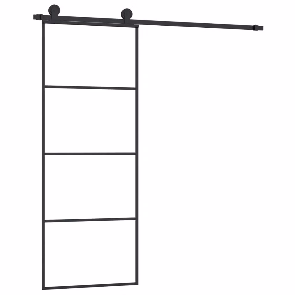 Porta Scorrevole con Ferramenta 76x205cm Vetro ESG Alluminio