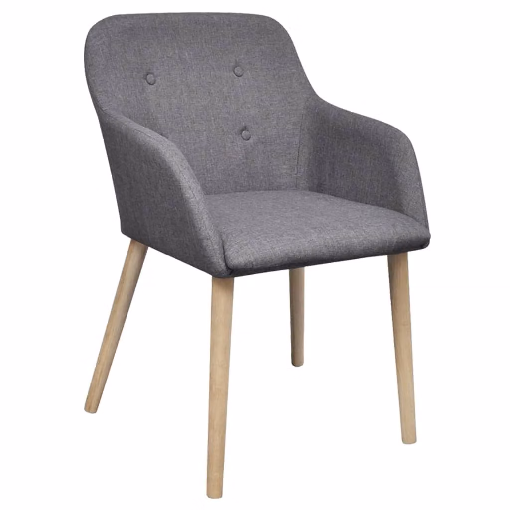 vidaXL Sedie da pranzo 4 pz. Tessuto grigio chiaro e legno massiccio di quercia