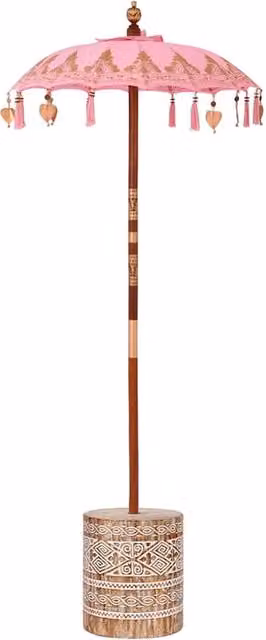 Ombrellone balinese rotondo da esterno 95 x 95 x 260 cm stile rilassante finitura elegante in cotone rosa 02_0055955