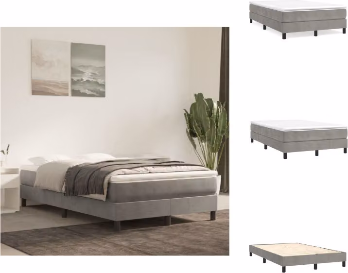 vidaXL Letto a molle con materasso grigio chiaro 120x200 cm in velluto - Letti e strutture letto