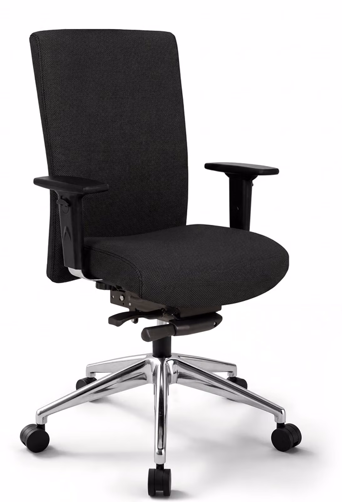 VERSEE Terox Sedia girevole in tessuto nero – sedia da ufficio ergonomica e sedia da scrivania, rivestimento traspirante, comoda sedia girevole, stabile fino a 150 kg