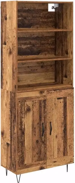 Set di 2 Credenze Design In in Legno e Metallo Marrone per Soggiorno e Sala da Pranzo L: 180 cm, H: 69,5 cm, P: 32,5 cm – 1