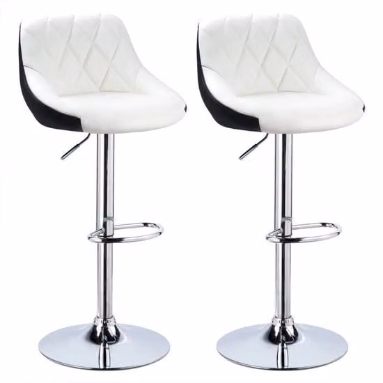 Barstoli ergonomici con schienale - Set da 2 - Cucina - Barstoli con seduta regolabile in altezza - Altezza massima 82cm - Altezza minima 60cm