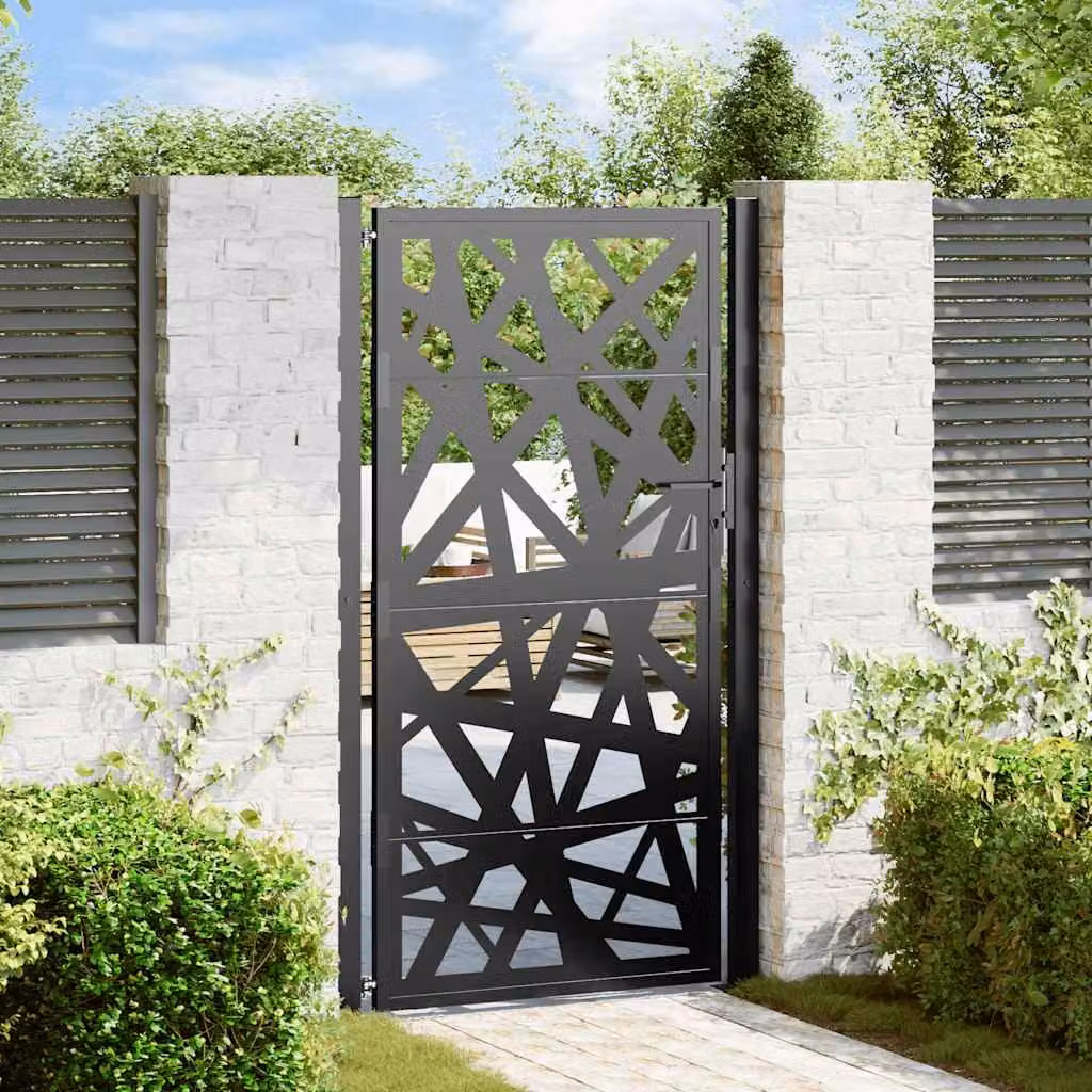 Cancello singolo da giardino vidaXL in acciaio nero L: 100 cm, H: 175 cm