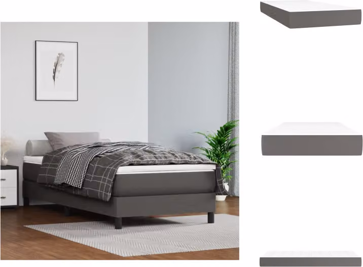 vidaXL Materasso a molle insacchettate grigio 80x200x20 cm in Pelle finta - Materassi
