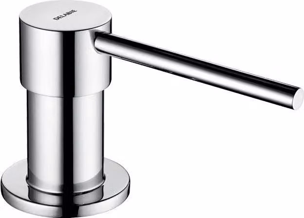 Distributore di sapone Delabie, diritto con cartuccia, serbatoio del sapone da 0,5 l, acciaio inox.