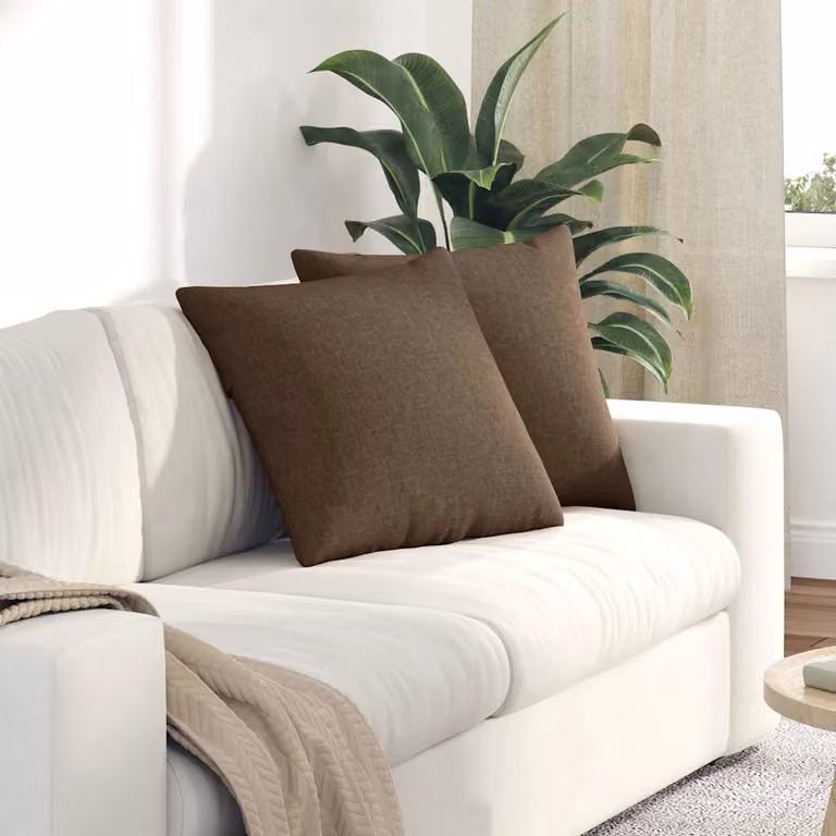 Set di 2 cuscini da divano quadrati vidaXL in tessuto marrone con fodera rimovibile, L 50 cm x P 50 cm x H 50 cm