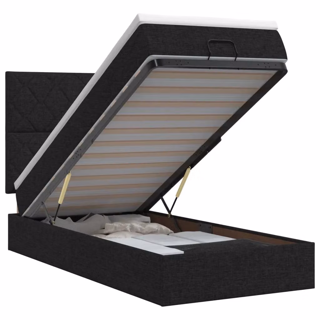 Letto ottomano con materasso vidaXL in tessuto nero L: 90 cm, P: 190 cm, H: 140 cm – 2