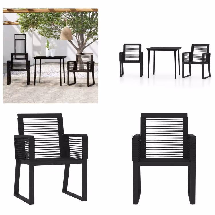 vidaXL Set da pranzo da giardino 3 pezzi nero - Set da pranzo da giardino - Set da pranzo da esterno - Set da pranzo da patio