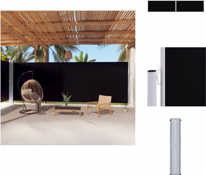 vidaXL Tenda laterale estensibile nera 220x1000 cm - Ombrelloni e tende da sole