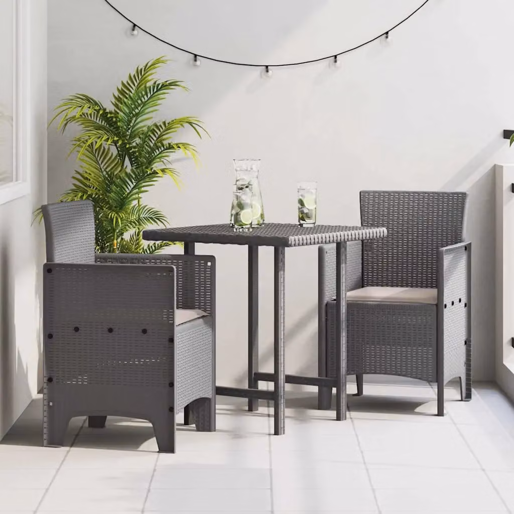 Set di 2 sedie da giardino moderne vidaXL in polipropilene grigio opaco con braccioli e resistenza ai raggi UV