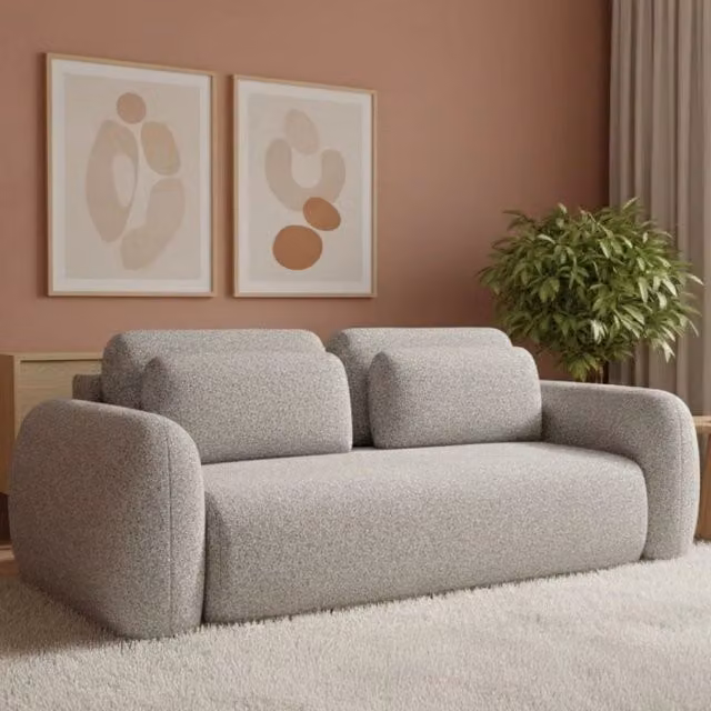 Sessame Divano Letto 3 Posti con Contenitore DMORA Grigio Chiaro L: 266 cm, P: 121 cm