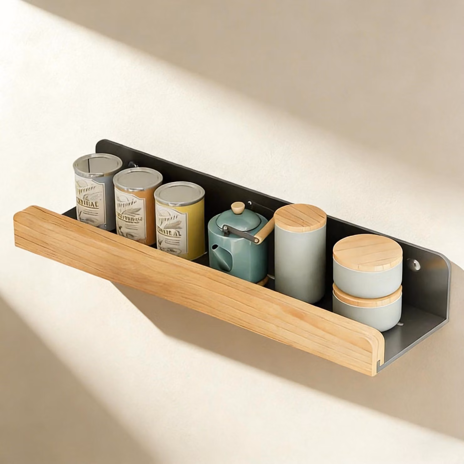 Mensola da bagno con ganci magnetici e barra di supporto da 3 cm