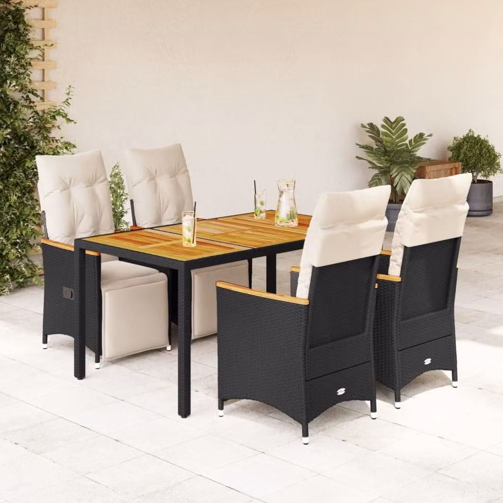 Maison Exclusive - Set da giardino bistrot 5 pezzi con cuscini in polyrattan nero
