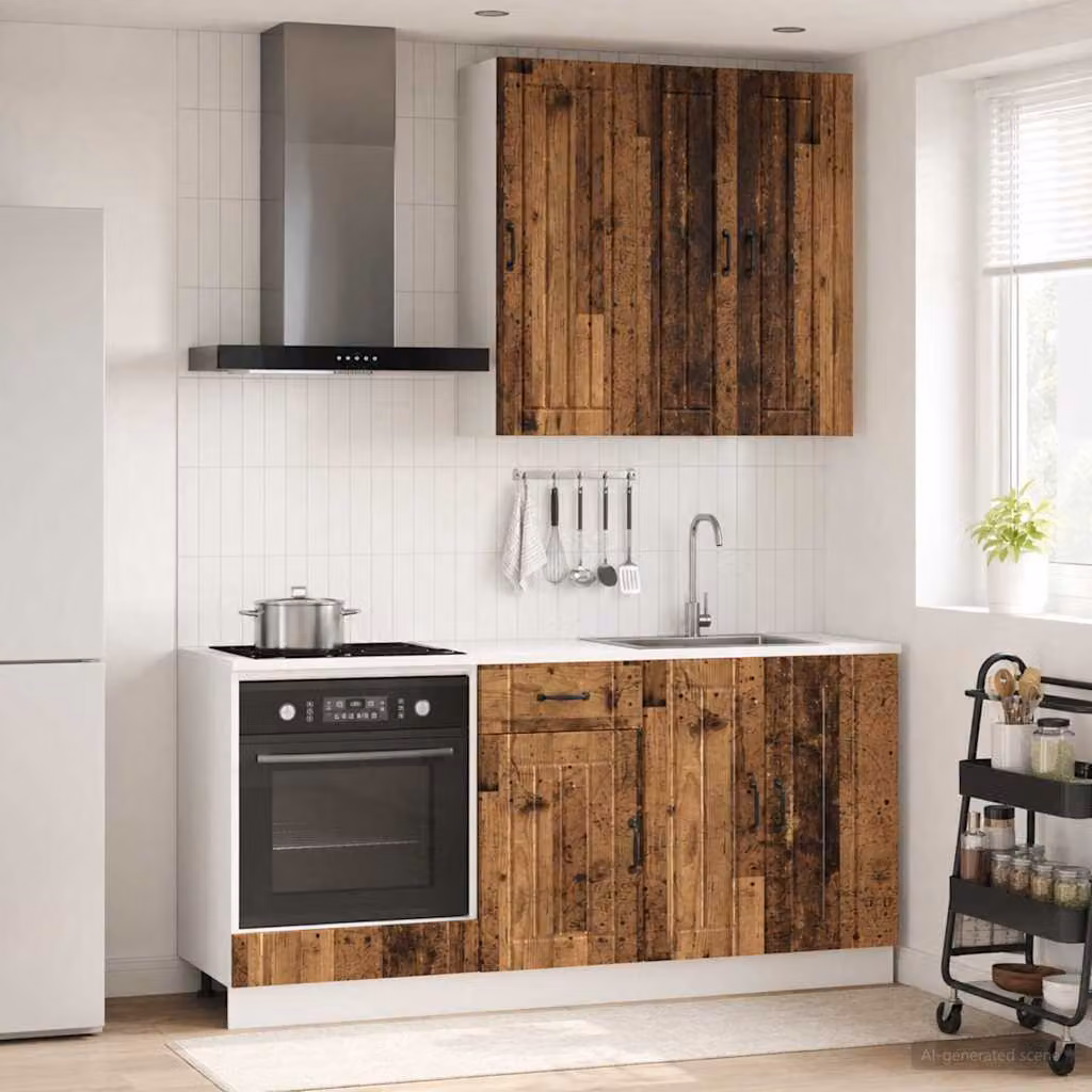 Unità cucina moderna vidaXL LUCCA composta da 5 pezzi in legno marrone con ante a battente e cassetti