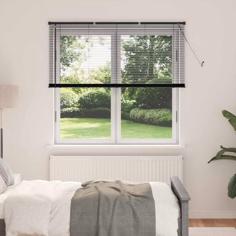 Tenda Veneziana vidaXL in PVC Nero L: 150 cm, H: 150 cm, Larghezza lamelle: 25 mm