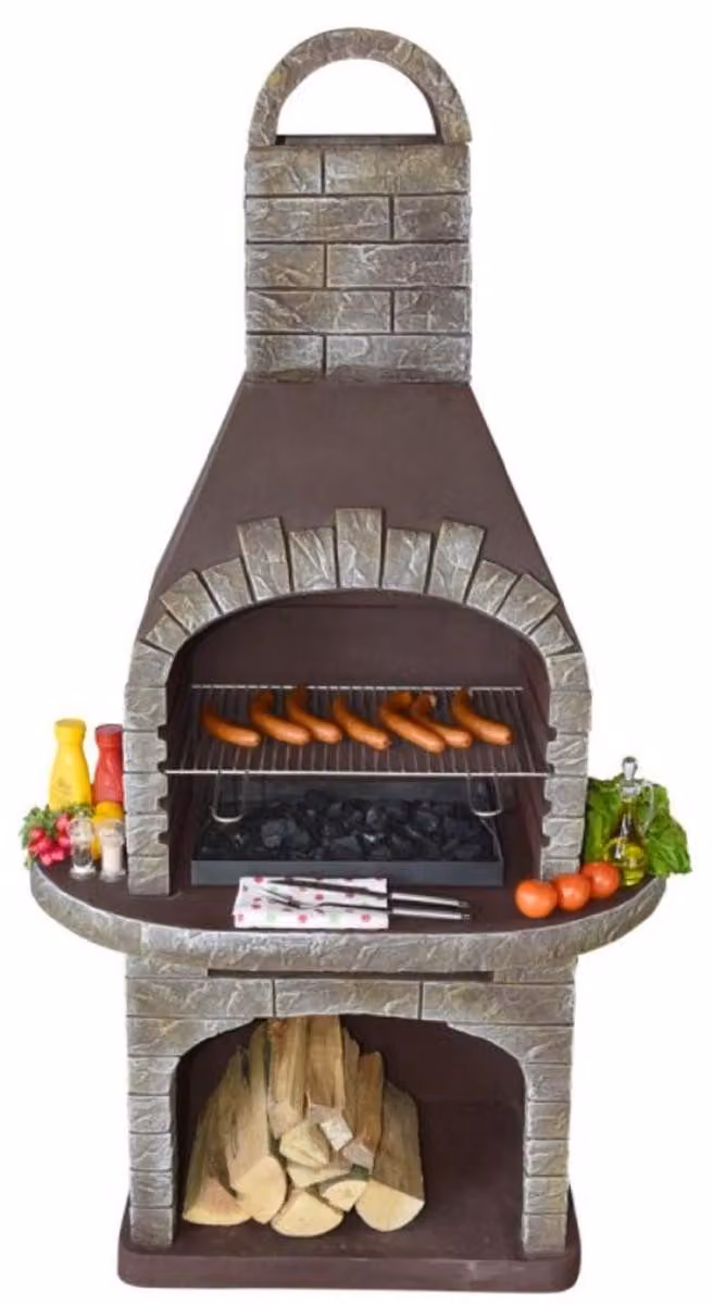 Casa Padrino Luxury Concrete Garden Grill Grigio / Marrone 110 x 68 x H. 197 cm