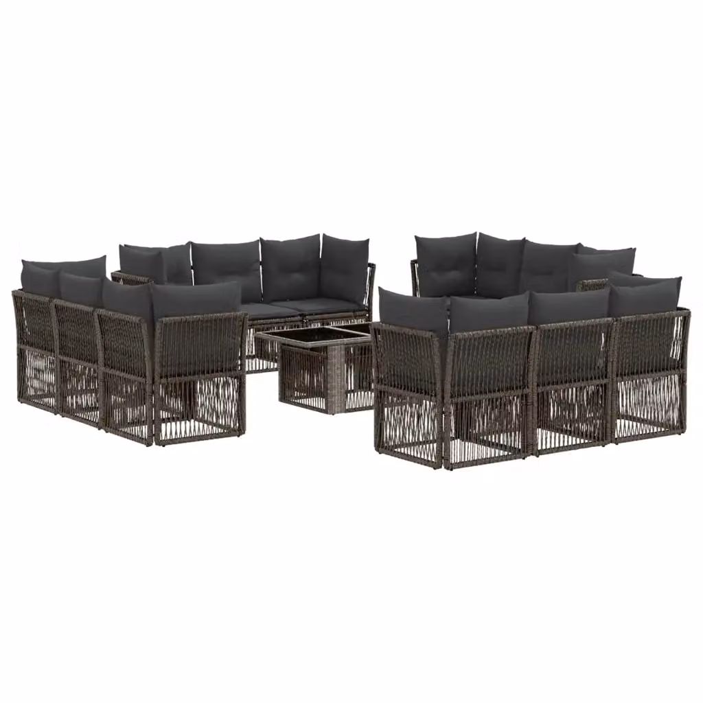 Set Divano da Giardino Moderno vidaXL Grigio con Cuscini e Tavolino in Polyrattan e Acciaio – 2