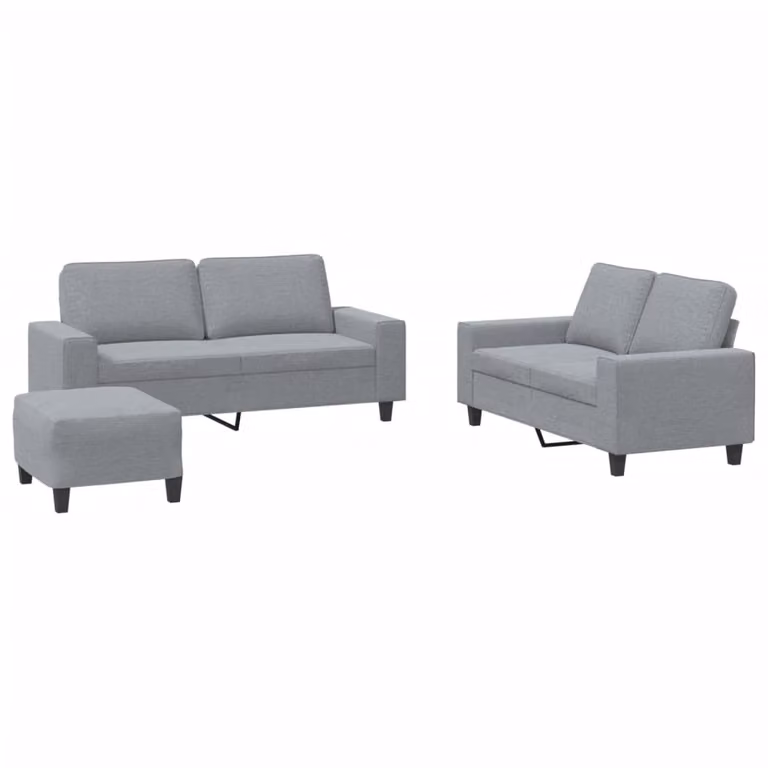 Set di Divani 3 pz Grigio Chiaro in Tessuto
