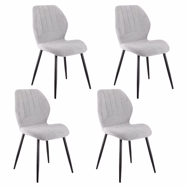 Zimilo Set di 4 sedie da sala da pranzo in tessuto di lino grigio, sedie da cucina con gambe in metallo, sedie da soggiorno ergonomiche imbottite, design moderno fino a 120 kg