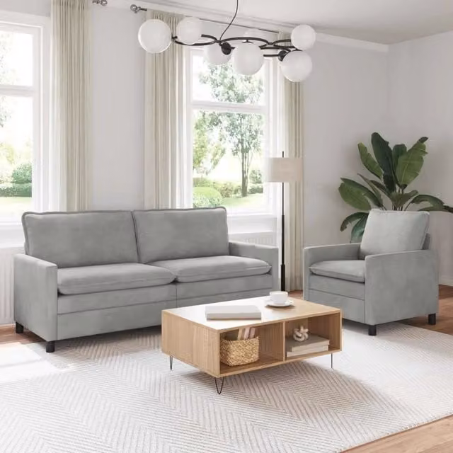 Set di divani 2 pz Grigio Chiaro Velluto 3417109