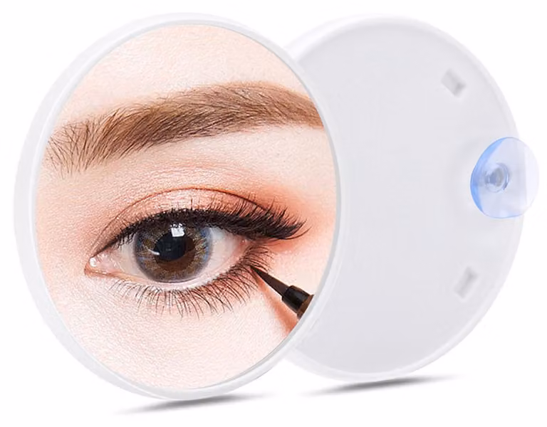 Specchi ingrandenti – 2 pezzi – Ingrandimento 15 volte – Specchietti da trucco con ventosa – Rotondi – 9 x 9 cm – Ideali per la rasatura, la cura delle sopracciglia e la cura della pelle – Colore bianco