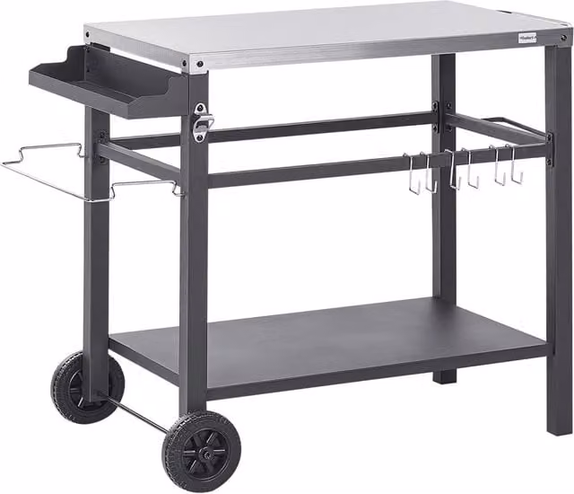 Carrello da servizio BELIANI per cucina e giardino in metallo nero opaco con ruote L: 115.0 cm, P: 60.0 cm, H: 83.0 cm – 1