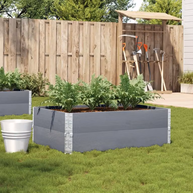 vidaXL Fioriera da Giardino Grigia in Legno e Metallo L: 120 cm, P: 80 cm