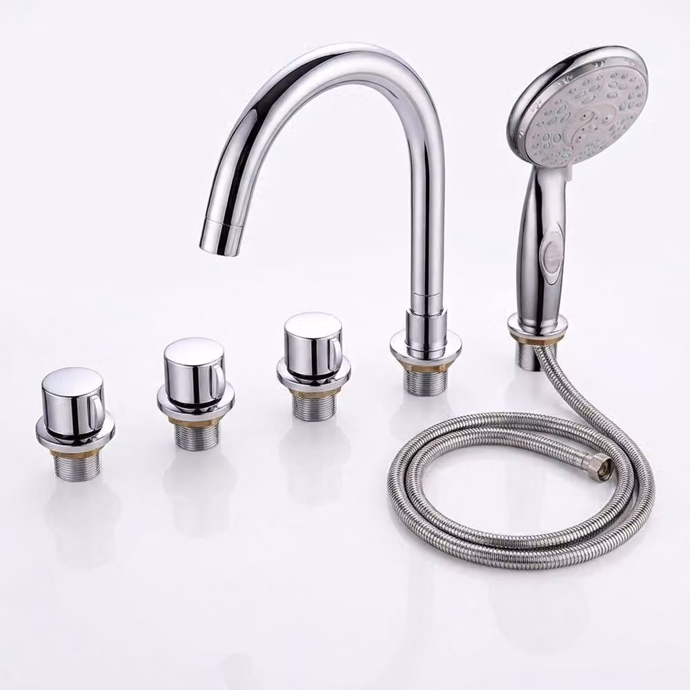 Mucola miscelatore per bordo vasca 5 fori set HandBraunse miscelatore per bordo vasca cascata argento miscelatore per vasca miscelatore per vasca