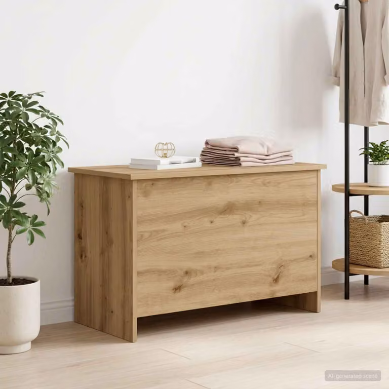 vidaXL Cassa di stoccaggio in legno stile moderno, colore marrone, L 80 cm x P 40 cm x H 50 cm