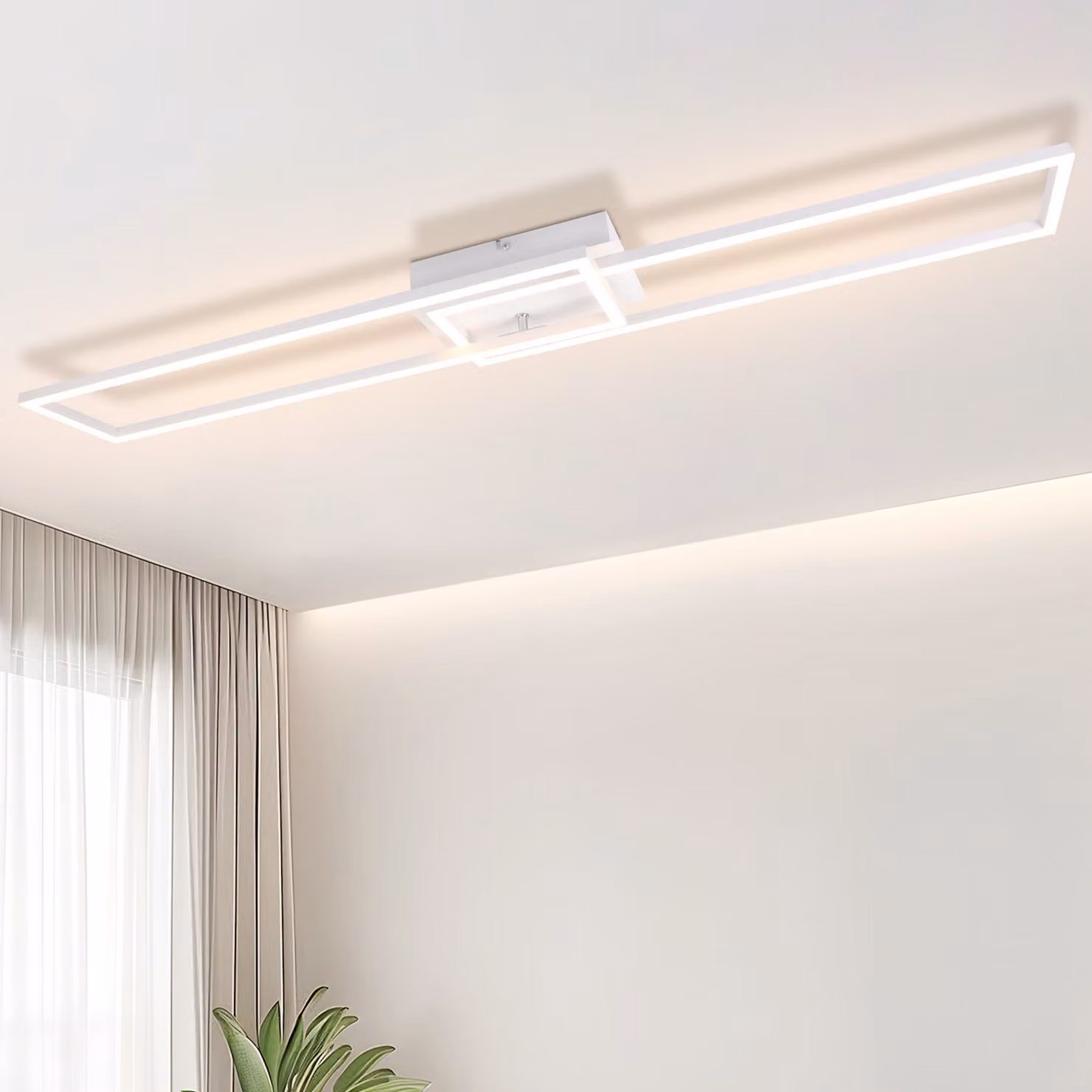 ZMH plafoniera Plafoniera LED camera da letto nero 32W 3000K bianco caldo cucina lampada rettangolare per soggiorno sala da pranzo