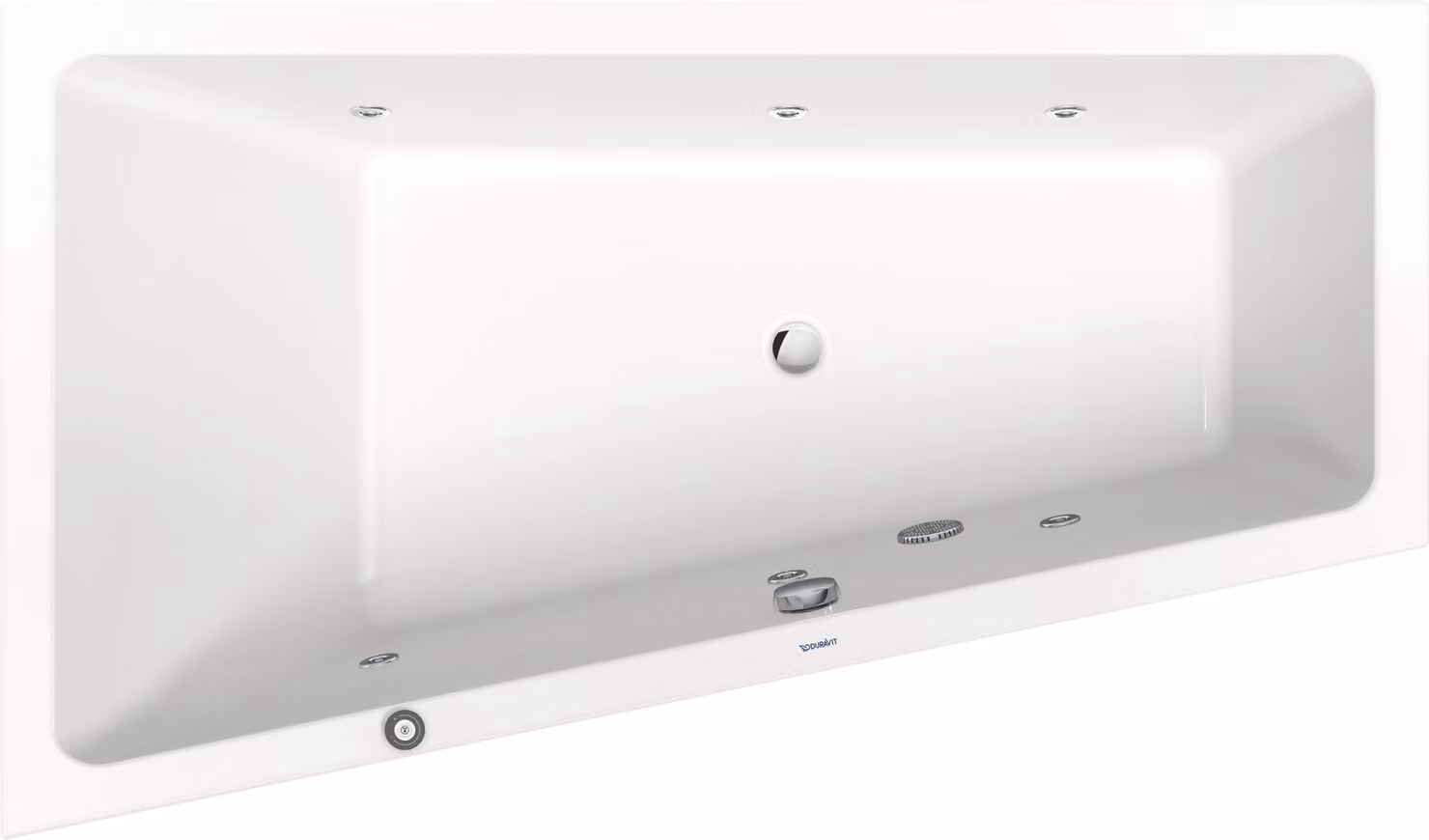 Duravit No.1 baignoire balnéo encastrée, trapèze, 1700x1000mm, Jet Protect, 1 inclinaison du dossier à gauche, blanc, 760508000JP1000, 760508000JP1000
