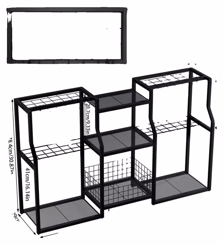 Organizzatore per attrezzi da giardino, struttura in metallo, design ecologico, modello B, dimensioni 123x29x78 cm