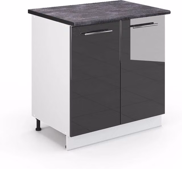 Mobiletto base cucina Fame-Line Antracite lucido/Bianco 80 cm piano di lavoro Antracite Vicco