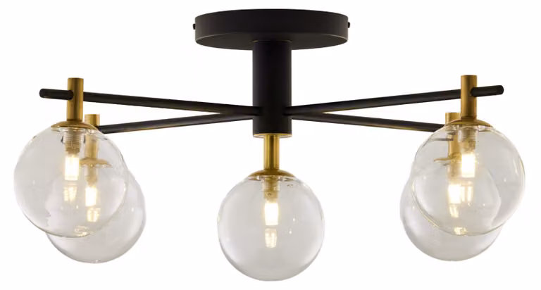 Lampada da soffitto FIGARO nero-oro 5xG9x8W in metallo, dimensioni: 34x82x82 cm, IP20, Jupiter