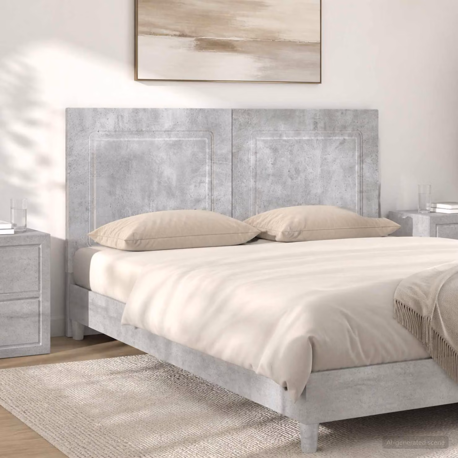 Testiera da muro vidaXL UTRECHT in tessuto grigio con pannelli imbottiti in legno ingegnerizzato L: 123 cm, H: 50 cm, P: 10,5 cm
