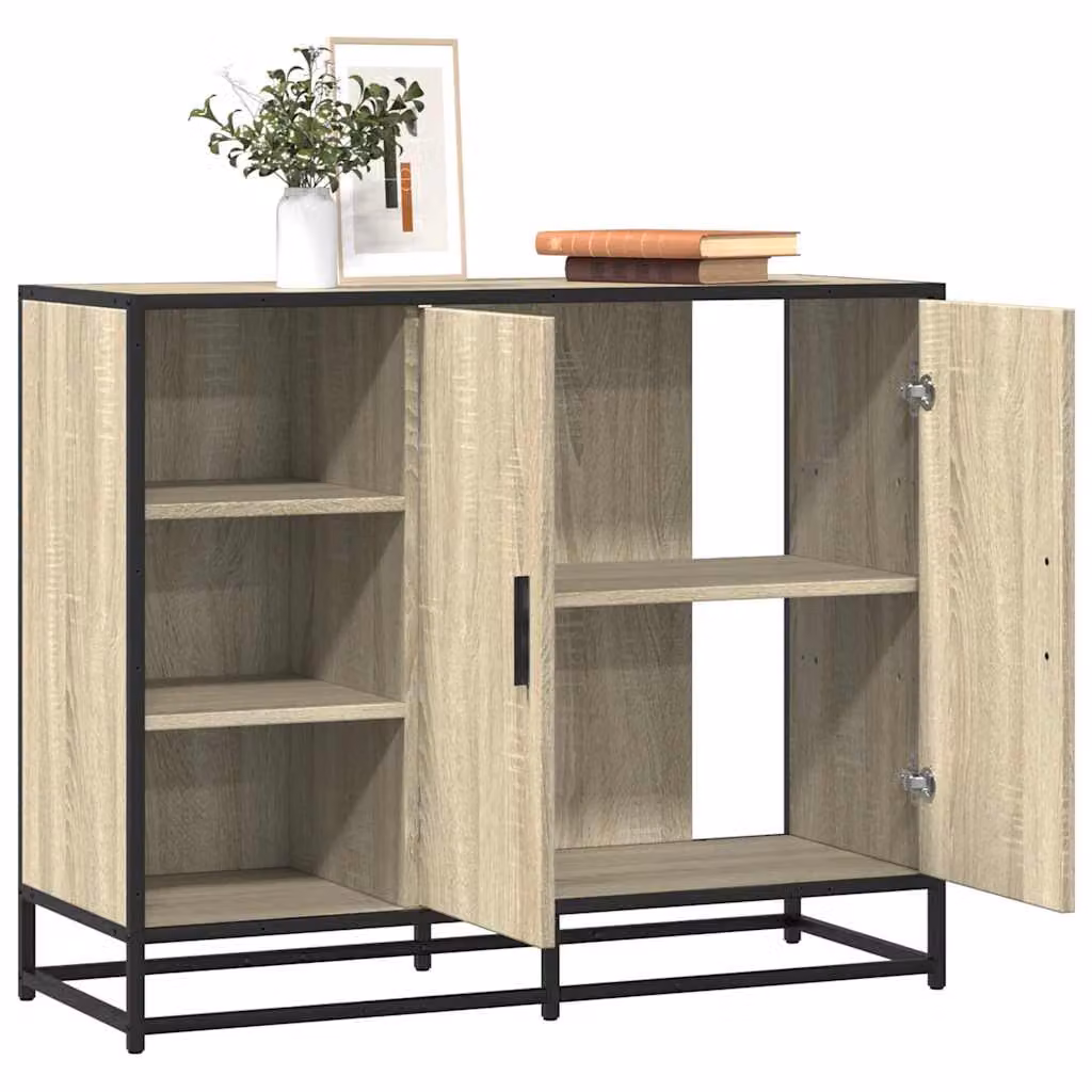 Credenza vidaXL in Rovere Sonoma e Legno Multistrato, Colore Marrone e Beige, L 92 cm x P 35 cm x H 76 cm