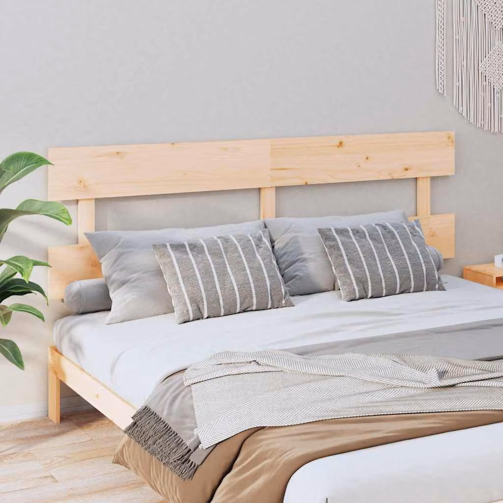 Testiera per letto vidaXL in legno massello di pino non trattato, L: 204 cm, P: 3 cm, H: 81 cm