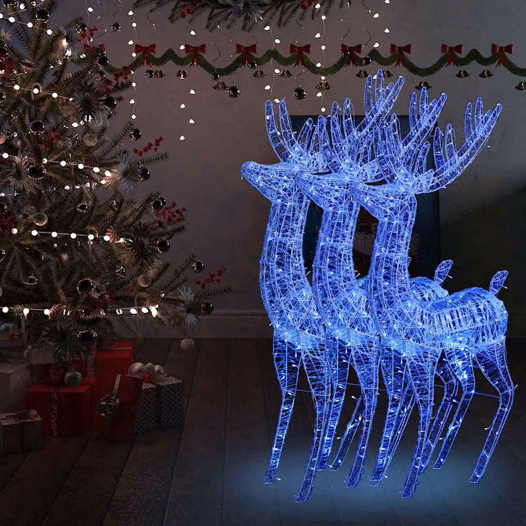 vidaXL Renne di Natale XXL in Acrilico 250 LED 3 pz 180 cm Blu