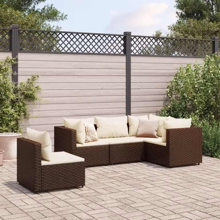 Maison Exclusive - Set da giardino 5 pezzi con cuscini Marrone Polyrattan