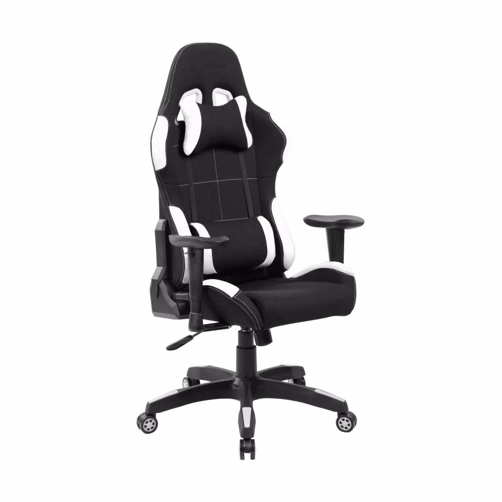 Sedia da gaming Mindy DMORA per adulti, poltrona da scrivania con poggiatesta e braccioli, Nero e Bianco, L: 57 cm, H: 124/134 cm – 2