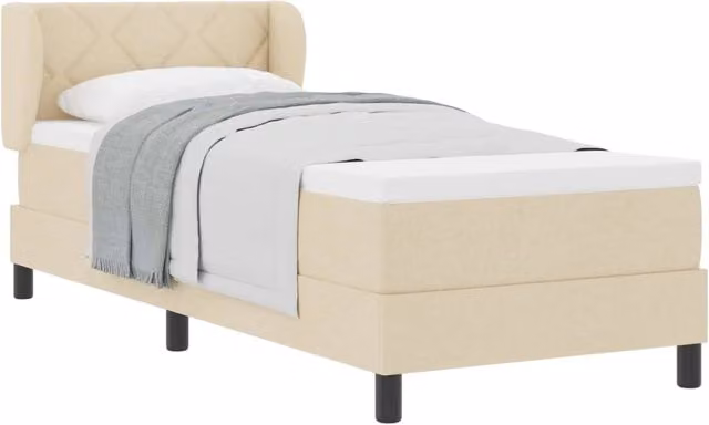 Letto singolo | Letto per adulti | Letto a molle con materasso Crema 80 x 200 cm Tessuto