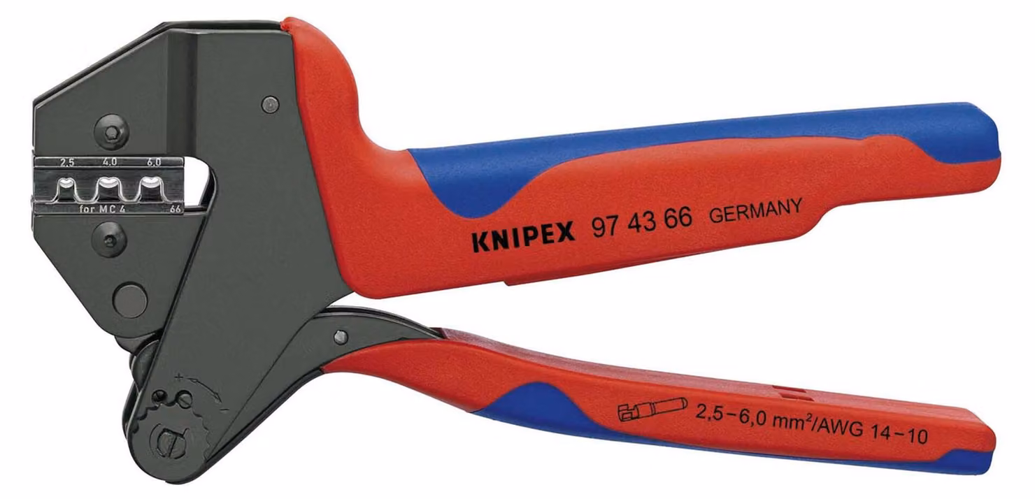 Pinza per sistema di crimpatura Knipex MC4, brunita, con impugnatura multicomponente 200 mm - 974366