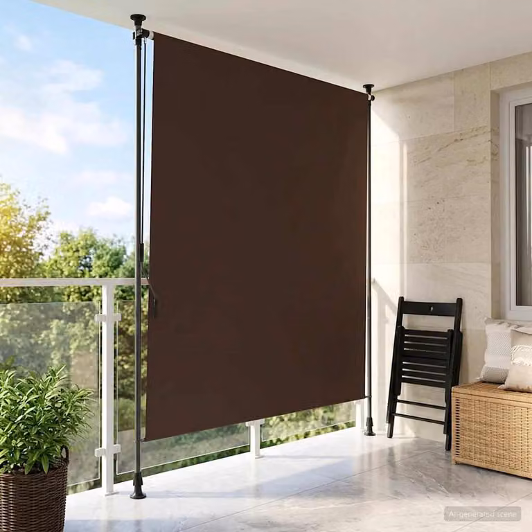Tenda a rullo esterna vidaXL in poliestere e alluminio, colore marrone, L 120 cm x H 270 cm