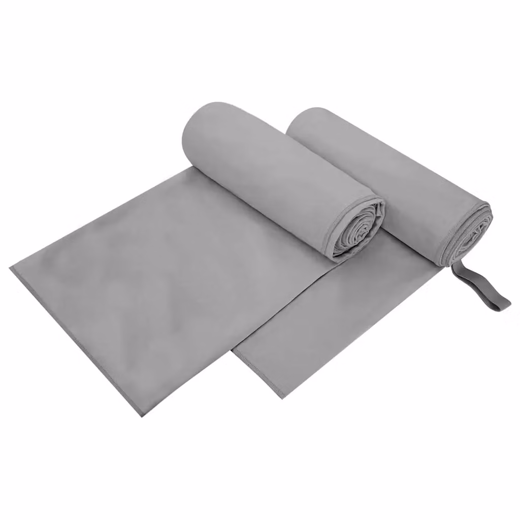 Set di 2 asciugamani sportivi in microfibra vidaXL, grigio, L: 200 cm, P: 100 cm