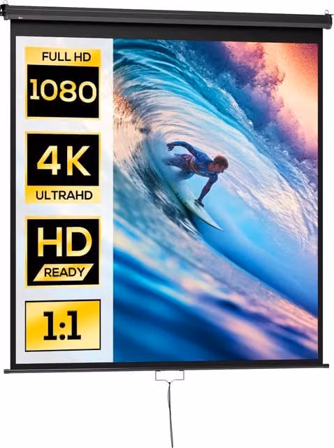 Schermo per proiettore XYLO da 99 pollici con formato 1:1, risoluzione HD 4K, bianco e nero, L 178 x H 178 cm