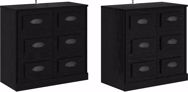 Credenza | Sideboards con cassetto 2 pcs Rovere Nero 70 x 35,5 x 67,5 cm