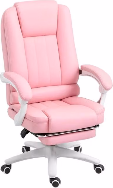 Sedia da ufficio Minimal con poggiapiedi e schienale regolabile, Rosa e Bianco