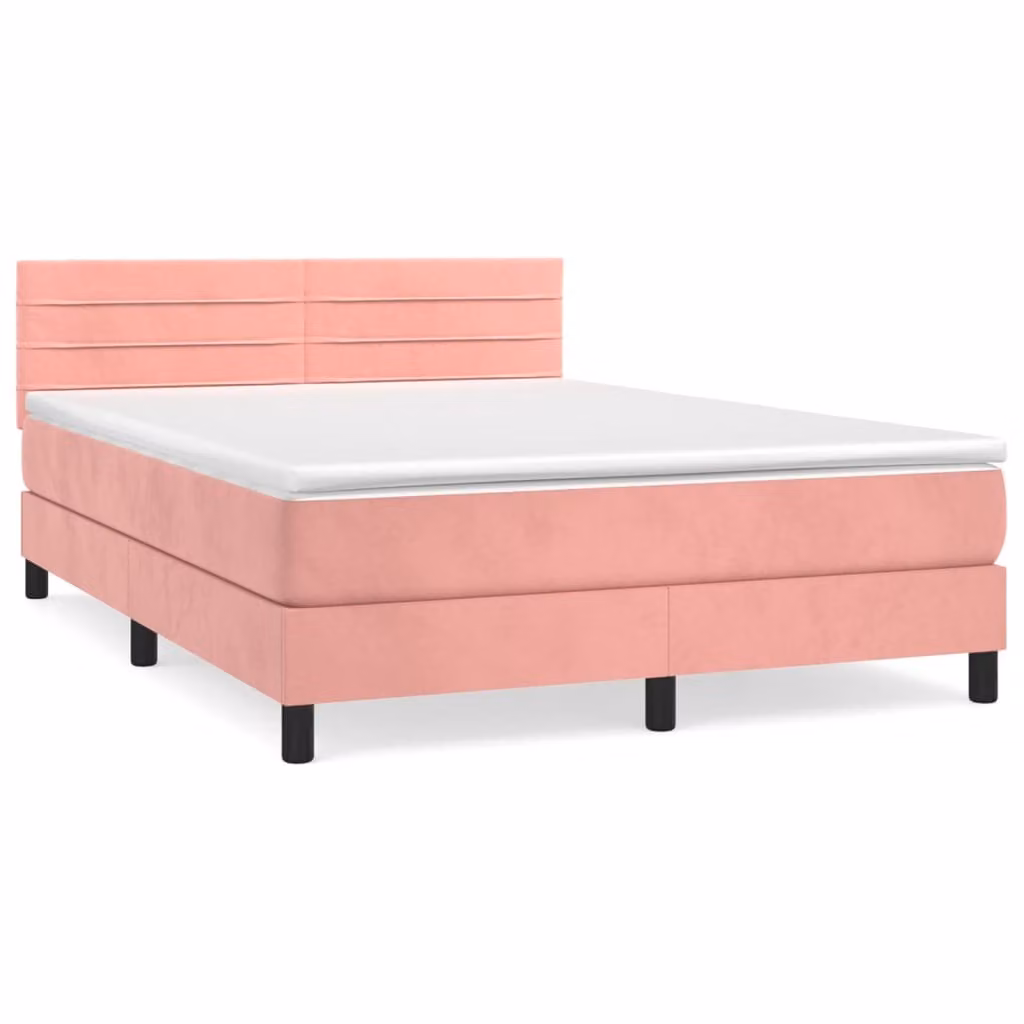 Giroletto a Molle con Materasso Rosa 140x200 cm in Velluto