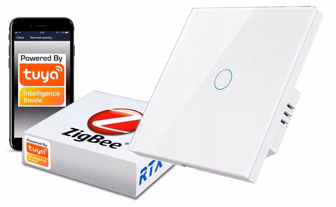 TUYA Interruttore tattile ZigBee 1bw bianco #senza N